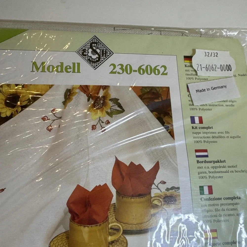 NEW Vervaco Stamped cross stitch kit flowers & butterflies, tablecloth 32